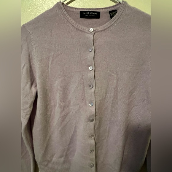 Valerie Stevens Two Ply 100% lilac Cashmere Size S - Picture 2 of 6